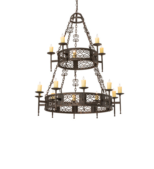 48" Wide Toscano 15 Light Two Tier Chandelier