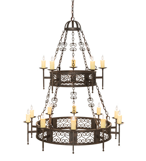 48" Wide Toscano 15 Light Two Tier Chandelier