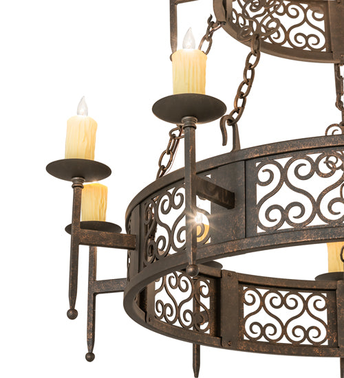 48" Wide Toscano 15 Light Two Tier Chandelier