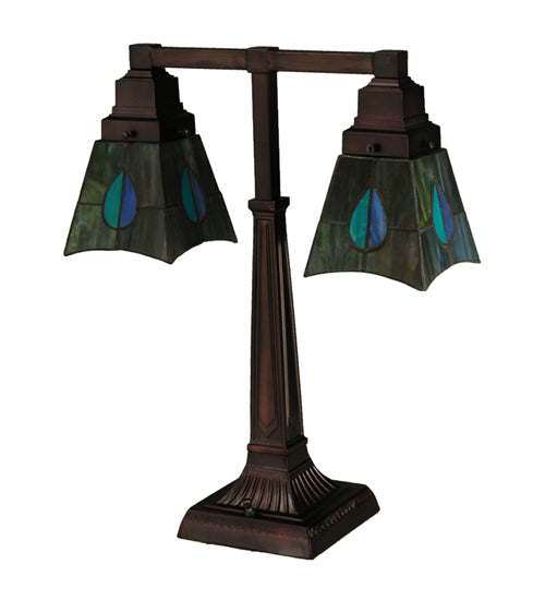 19.5"H Mackintosh Leaf 2 Light Desk Lamp