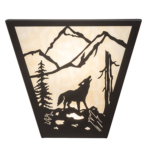 13" Wide Wolf On The Loose Wall Sconce