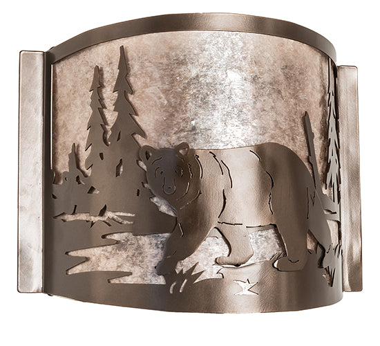 12" Wide Bear At Lake Left Wall Sconce