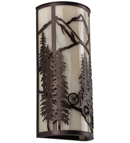 8" Wide Tall Pines Mountain Biker Wall Sconce