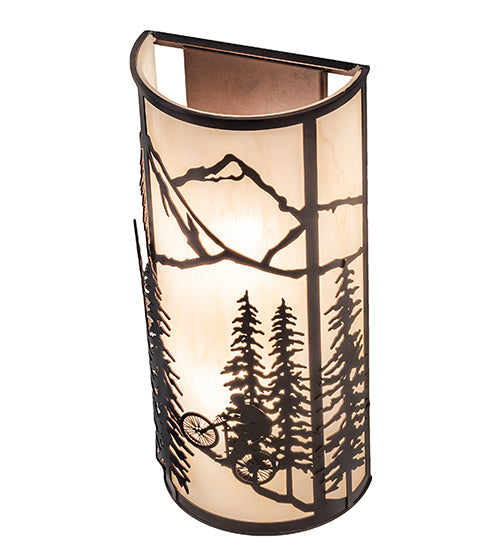 8" Wide Tall Pines Mountain Biker Wall Sconce