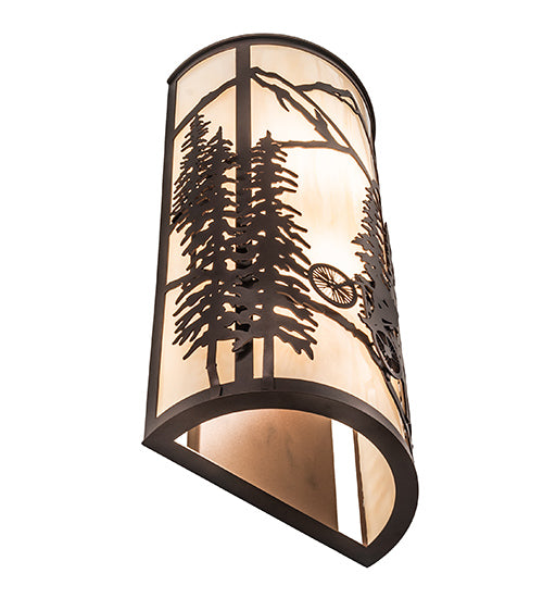 8" Wide Tall Pines Mountain Biker Wall Sconce