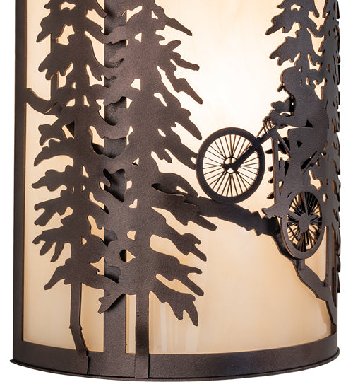 8" Wide Tall Pines Mountain Biker Wall Sconce