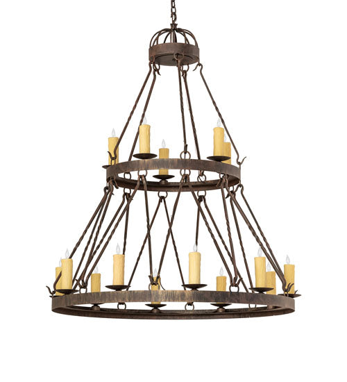 48" Wide Lakeshore 15 Light Two Tier Chandelier