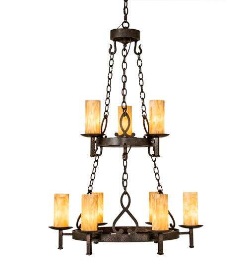 31" Wide Newcastle 9 Light Two Tier Chandelier