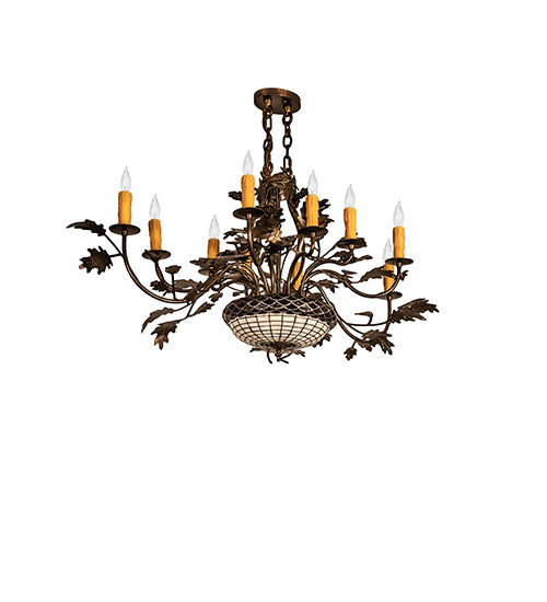 48" Long Greenbriar Oak 10 Light Chandelier