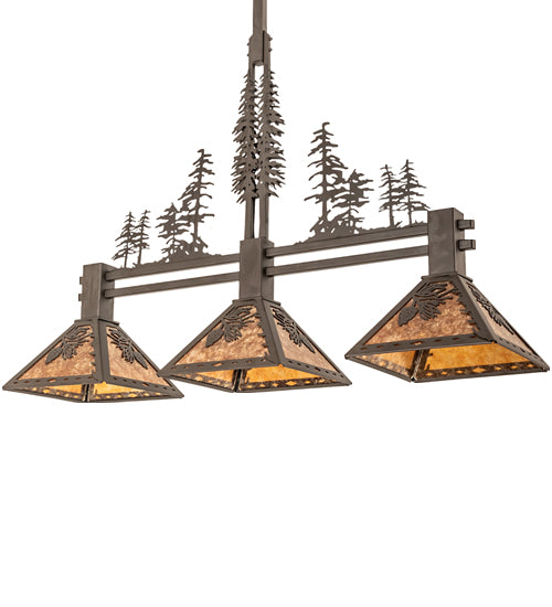 45" Long Winter Pine Tall Pines 3 Light Island Pendant