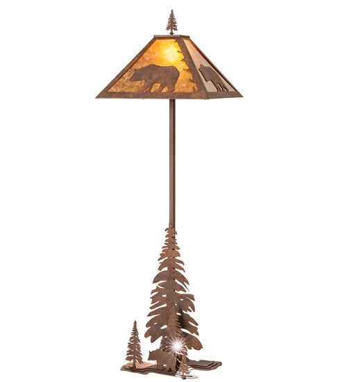 77" High Lone Bear W/Lighted Base Floor Lamp