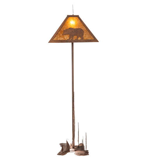 77" High Lone Bear W/Lighted Base Floor Lamp