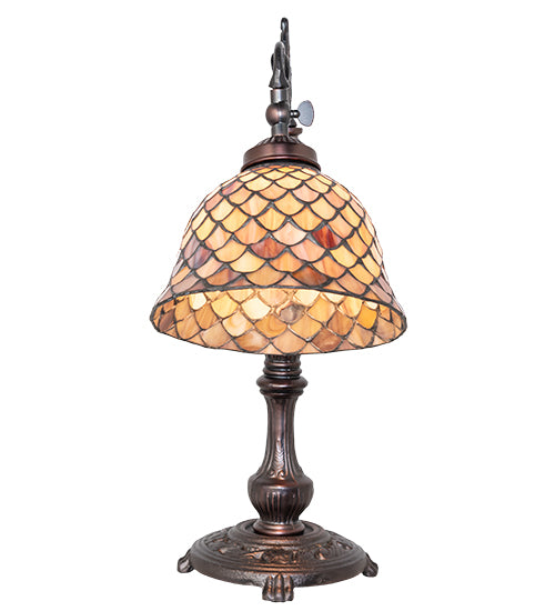 20" High Tiffany Fishscale Bridge Arm Table Lamp