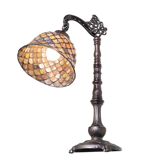 20" High Tiffany Fishscale Bridge Arm Table Lamp