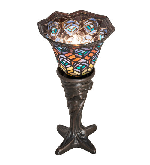 16" High Tiffany Peacock Feather Mini Lamp