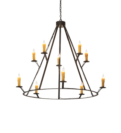 54" Wide Anthracite 10 Light Chandelier