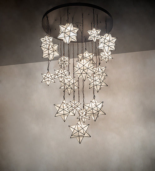 72" Wide Moravian Star 19 Light Cascading Chandelier