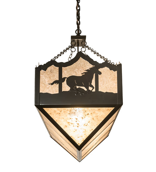 54" Long Running Horses Oblong Inverted Pendant