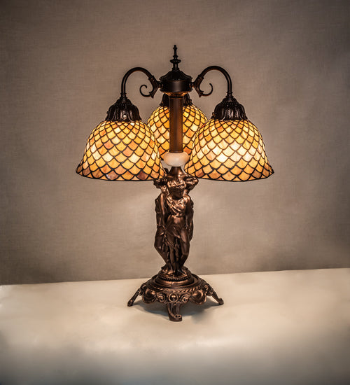 23" High Tiffany Fishscale 3 Light Table Lamp