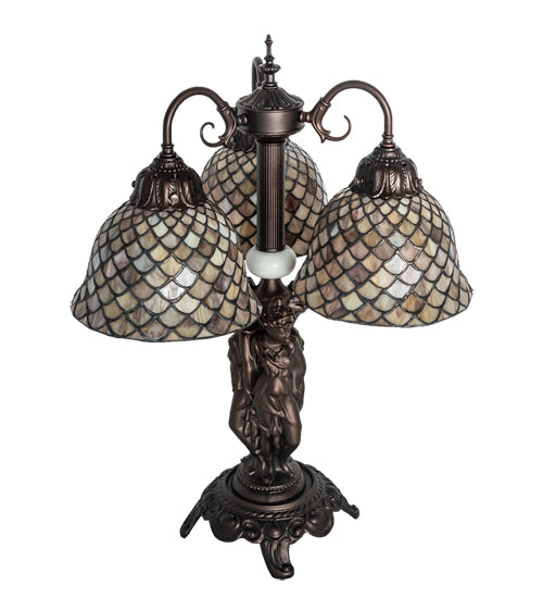 23" High Tiffany Fishscale 3 Light Table Lamp