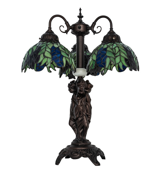 23" High Tiffany Honey Locust 3 Light Table Lamp