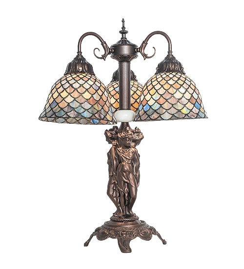 23" High Tiffany Fishscale 3 Light Table Lamp