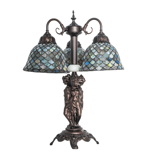 23" High Tiffany Fishscale 3 Light Table Lamp