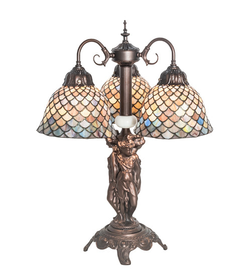 23" High Tiffany Fishscale 3 Light Table Lamp