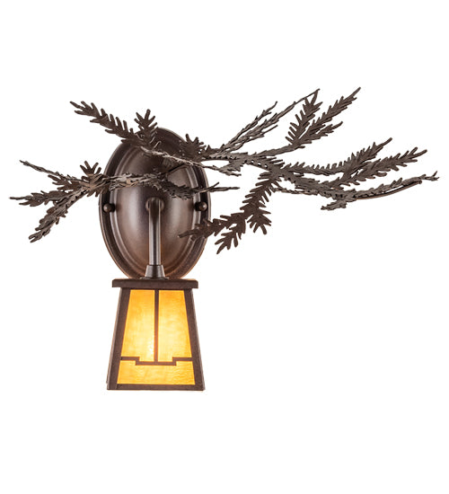 16" Wide Pine Branch Valley View Right Wall Sconce