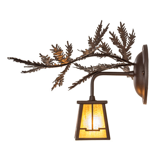 16" Wide Pine Branch Valley View Right Wall Sconce