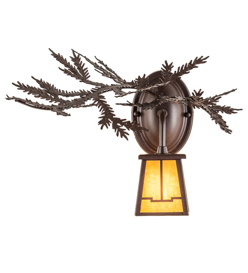 16" Wide Pine Branch Valley View Left Wall Sconce