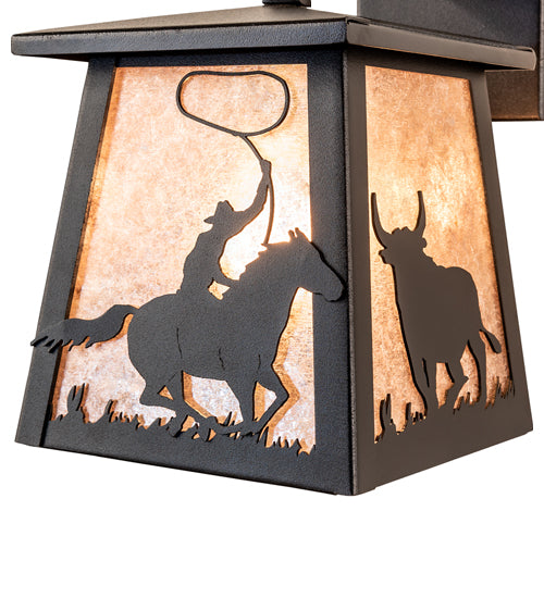 7" Wide Cowboy & Steer Hanging Wall Sconce