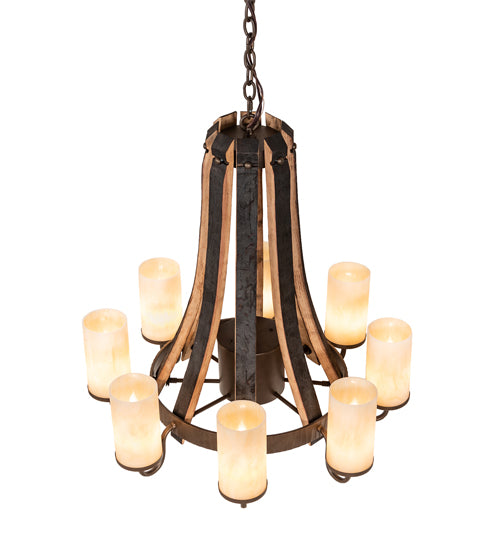 30" Wide Barrel Stave Madera 8 Light Chandelier