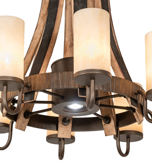 30" Wide Barrel Stave Madera 8 Light Chandelier