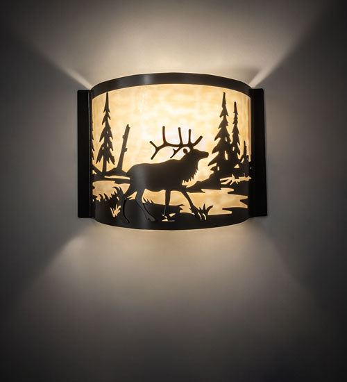 12" Wide Elk At Lake Wall Sconce