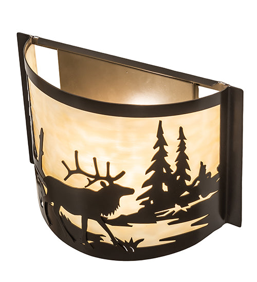 12" Wide Elk At Lake Wall Sconce