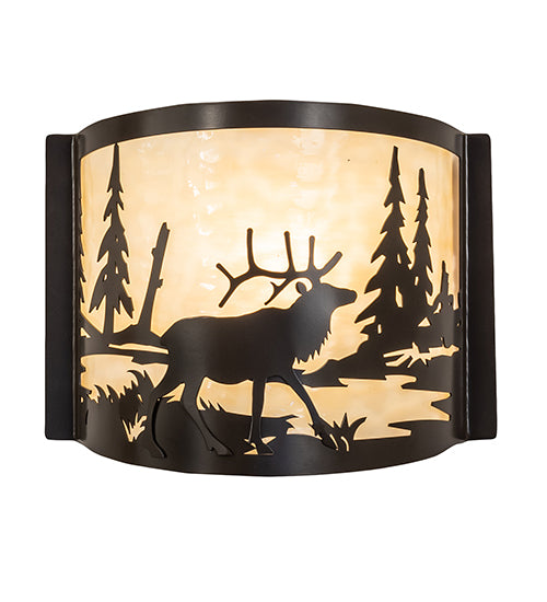 12" Wide Elk At Lake Wall Sconce