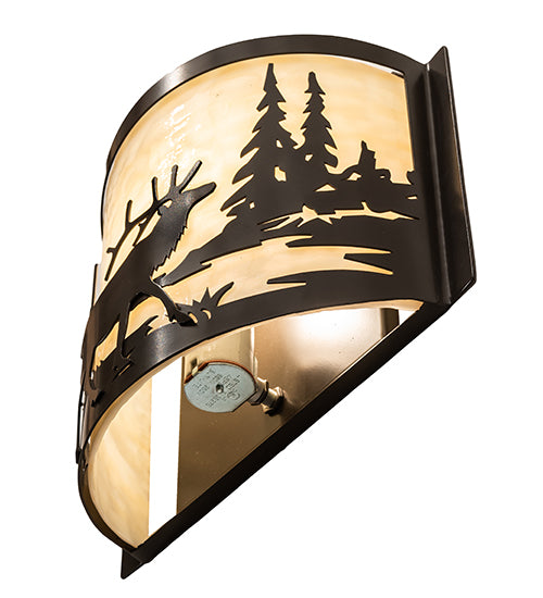 12" Wide Elk At Lake Wall Sconce