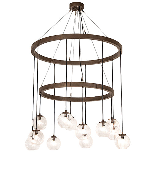 42" Wide Bola 12 Light Two Tier Chandelier