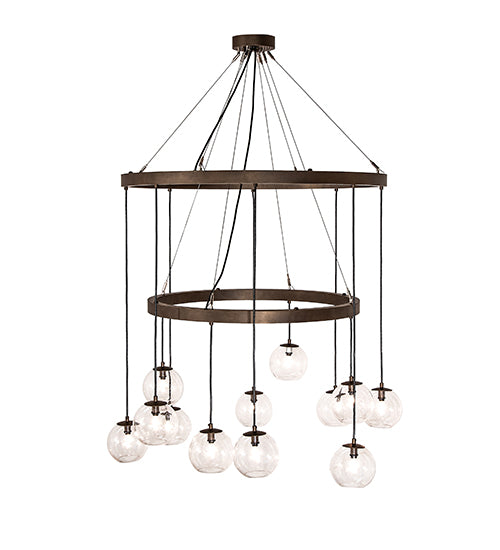 42" Wide Bola 12 Light Two Tier Chandelier