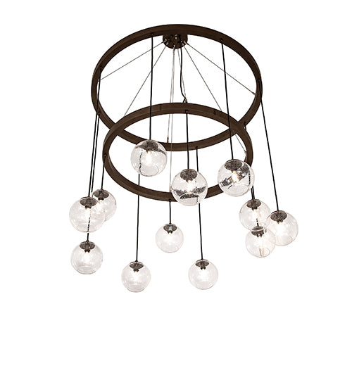 42" Wide Bola 12 Light Two Tier Chandelier