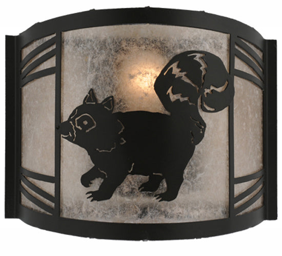 12" Wide Raccoon On The Loose Left Wall Sconce