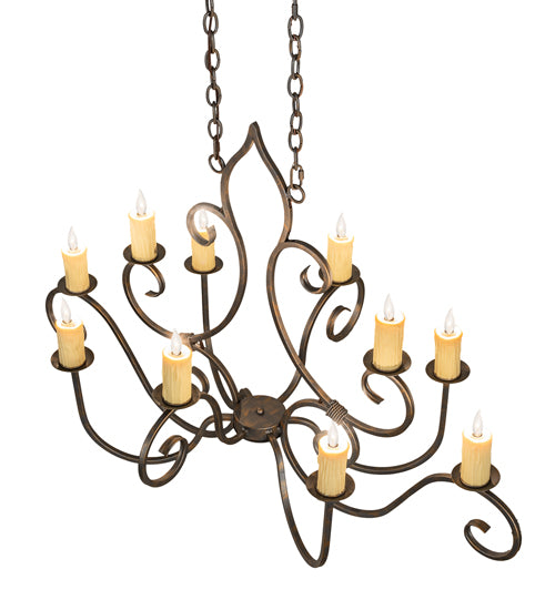 48" Long Clifton 10 Light Oblong Chandelier