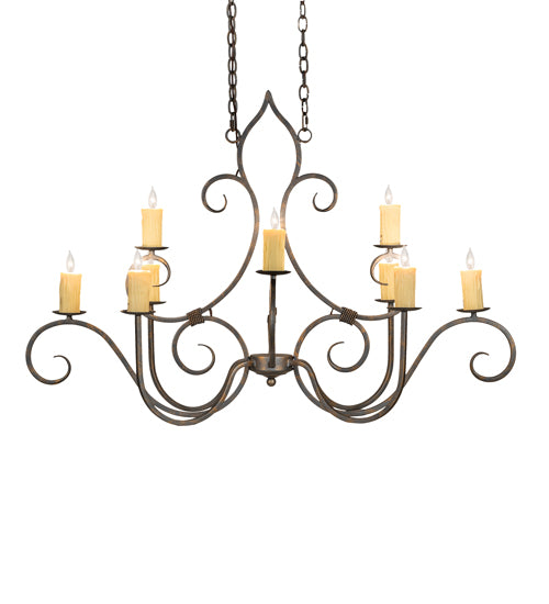 48" Long Clifton 10 Light Oblong Chandelier