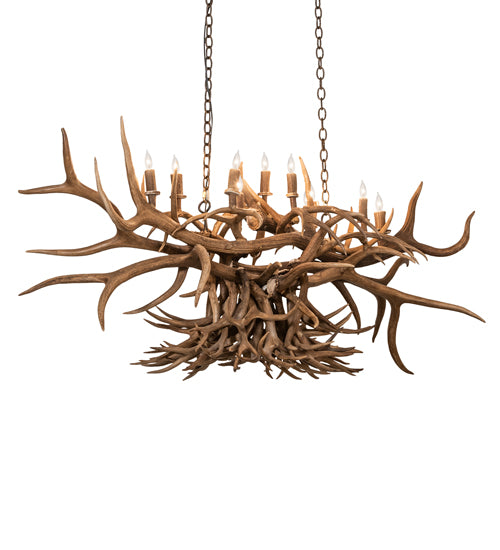 50" Long Antlers 10 Light Oblong Chandelier