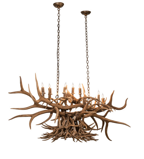 50" Long Antlers 10 Light Oblong Chandelier