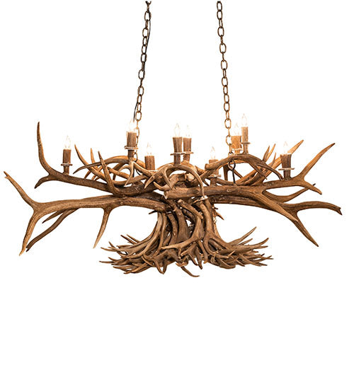 50" Long Antlers 10 Light Oblong Chandelier