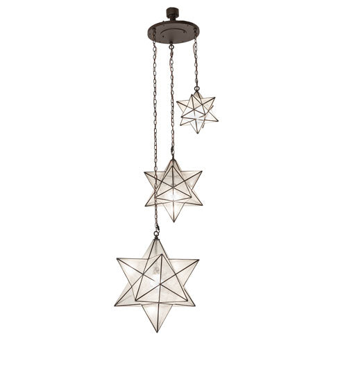 36" Wide Moravian Star 3 Light Cascading Pendant