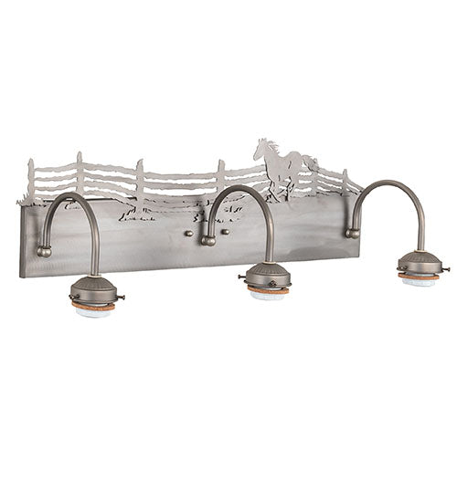 27" Wide Running Horses 3 Light Vanity Light