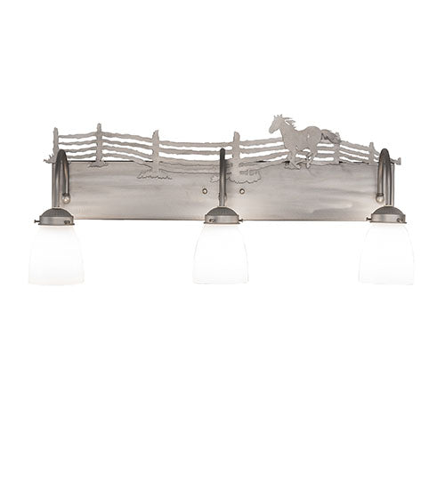 27" Wide Running Horses 3 Light Vanity Light